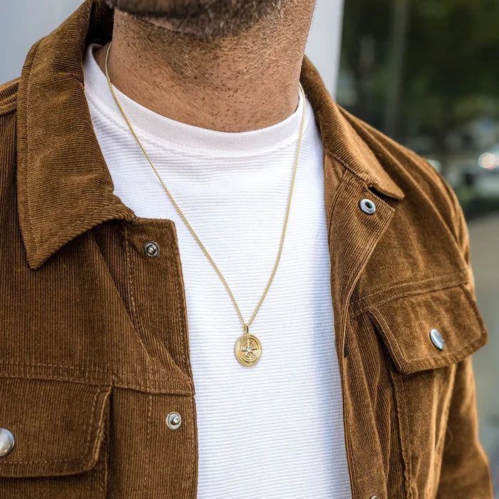 Gold Compass Pendant For Men