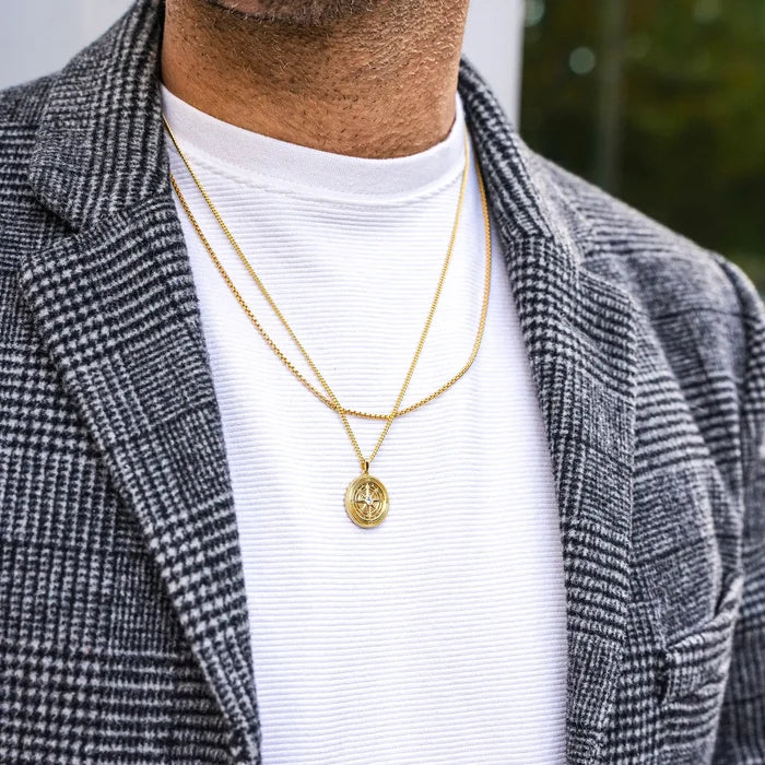 Gold Compass Pendant For Men