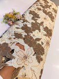Cream Imported Crape Cutwork With Handwork Embroidery 50 inch width