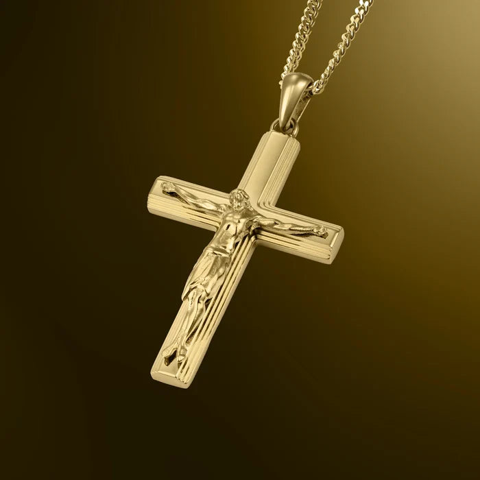 Gold crucifix pendant for men