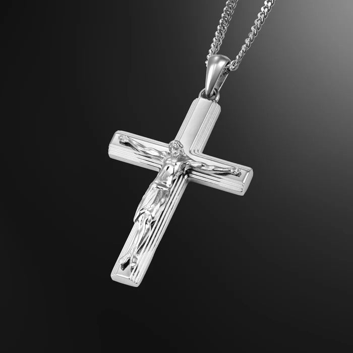 Silver chain necklace with a cross pendant