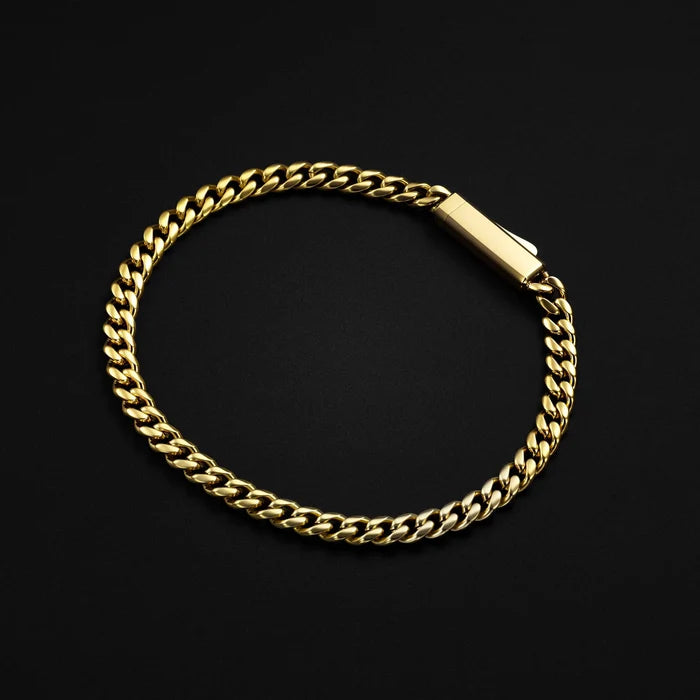 Cuban Chain Bracelet, 5MM - 14K Gold