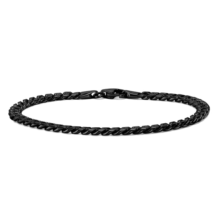 Black braided bracelet on a white background