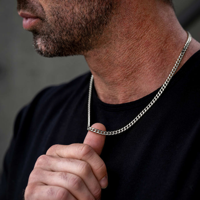 Cuban Chain Necklace, 5MM - Silver