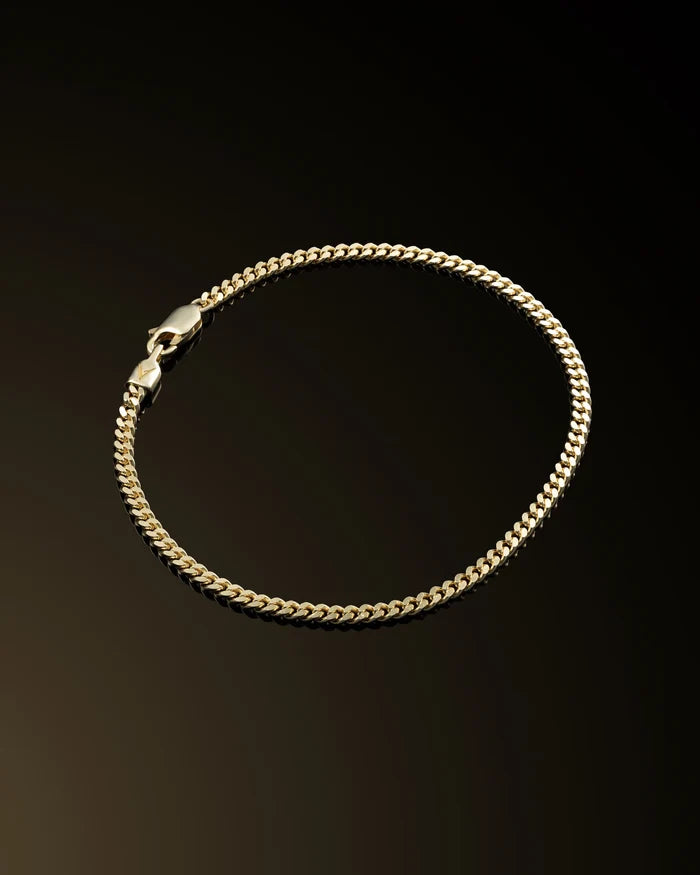 Curb Chain Bracelet, 3MM - 14K Gold