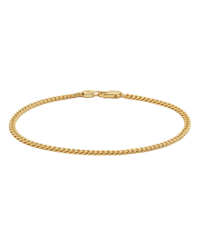 Curb Chain Bracelet, 3MM - 14K Gold