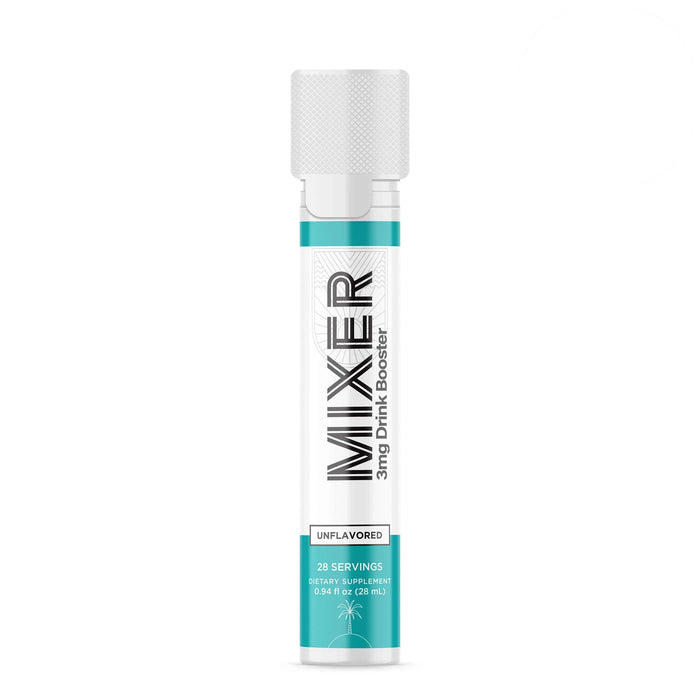 Unflavored Mixer 3mg drink booster dietary supplement, 28 servings, white tube