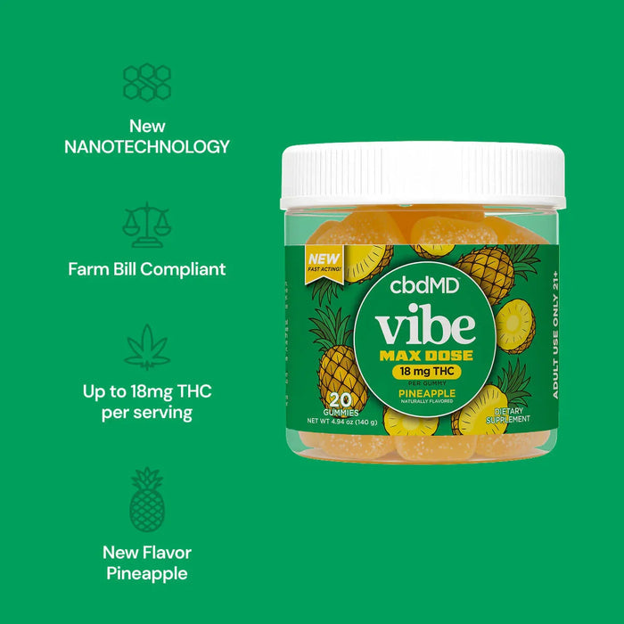 Delta 9 THC Max Dose Nano Gummies - cbdMD