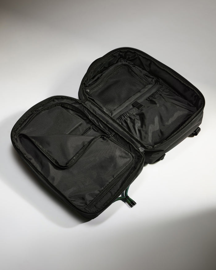 a black bag with zippers