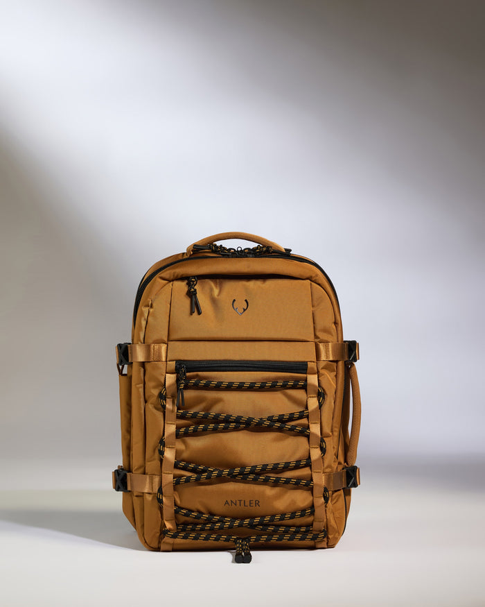 a backpack with a light shining on it