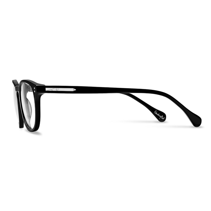 Black eyeglasses on a white background
