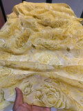 Dusty Green Pure Organza Floral Embroidery 44 inch width