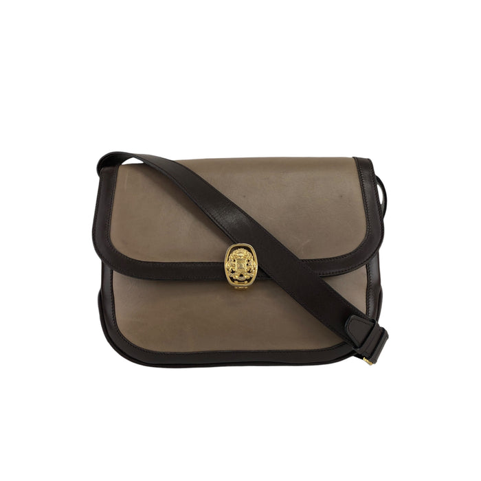 CELINE Emblem Motif Shoulder bag Beige×Brown Vintage jf47uv