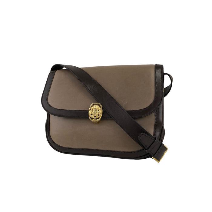 CELINE Emblem Motif Shoulder bag Beige×Brown Vintage jf47uv