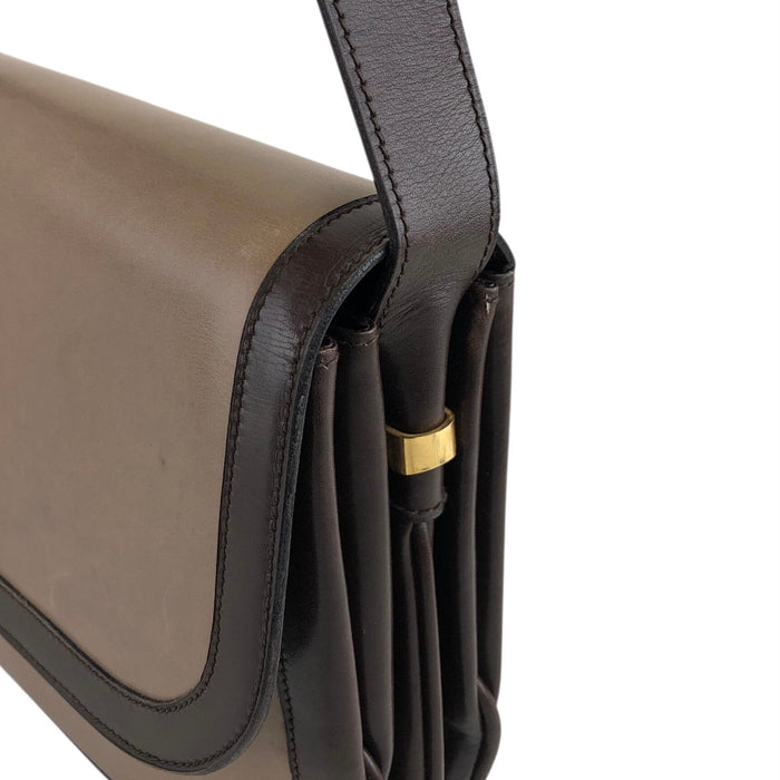 CELINE Emblem Motif Shoulder bag Beige×Brown Vintage jf47uv