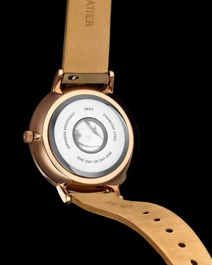 Eros Italian Marble and 316L Stainless Steel Caseback with One Day or Day One Engraving
