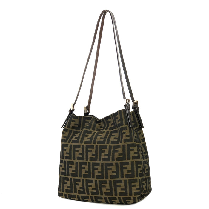 FENDI Logo Zucca Jacquard Totebag Shoulderbag Brown Old Vintage jk6hem