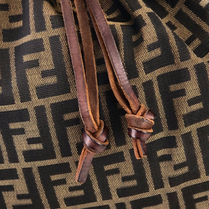 FENDI Zucca Jacquard Drawstring Hand Bag Brown vintage Old reeshj
