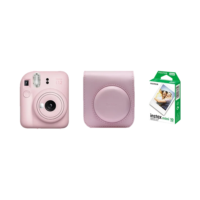 Fujifilm Instax Mini 12 Instant Film Camera Combo with 1 Film and Case (Blossom Pink)
