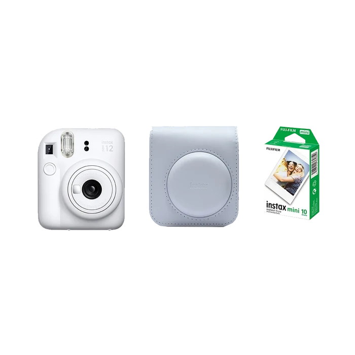 Fujifilm Instax Mini 12 Instant Film Camera Combo with 1 Film and Case (Clay White)