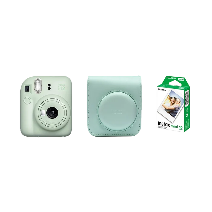 Fujifilm Instax Mini 12 Instant Film Camera Combo with 1 Film and Case (Mint Green)