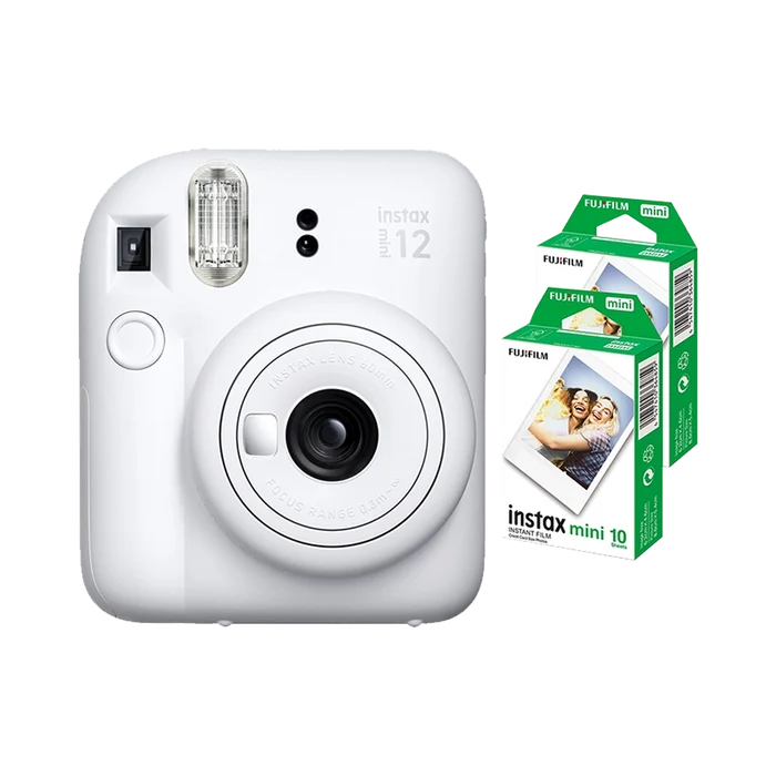 Fujifilm Instax Mini 12 Instant Film Camera Combo with 2 Films (Clay White)