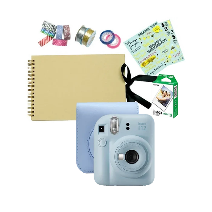 Fujifilm Instax Mini 12 Instant Film Camera Festive Value Pack (Pastel Blue)