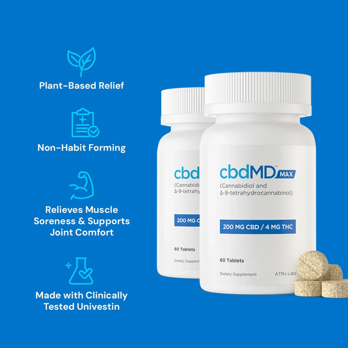 Full Spectrum CBD MAX Pain Tablets 60 Count 2-Pack - cbdMD