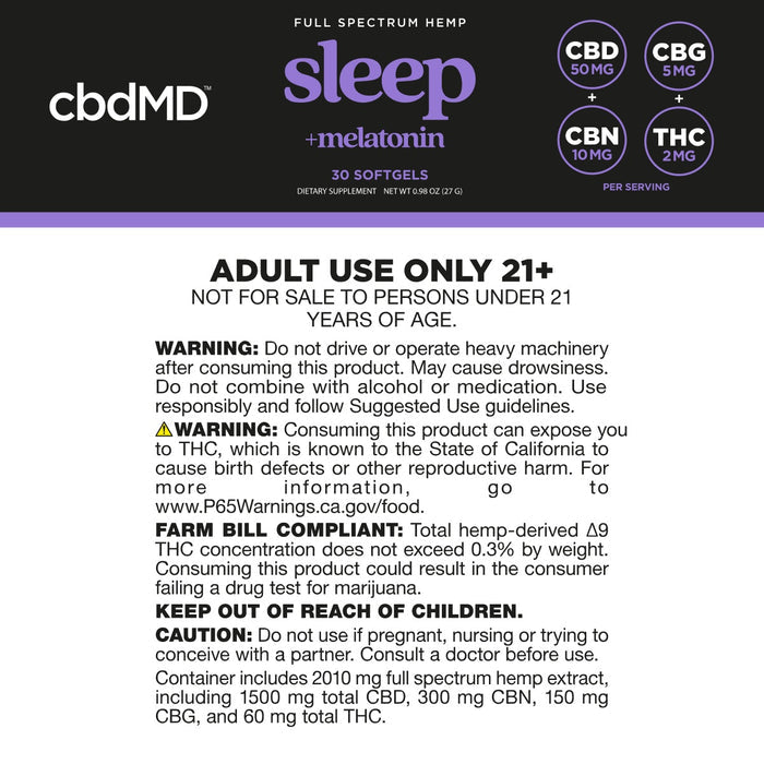 Supplement label with adult use warning, directions, ingredient details, and safety precautions.