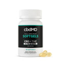 Full spectrum CBD softgels bottle with 30 capsules, labeled CBD 50mg THC 1.5mg per serving; Strength: 1500MG;
