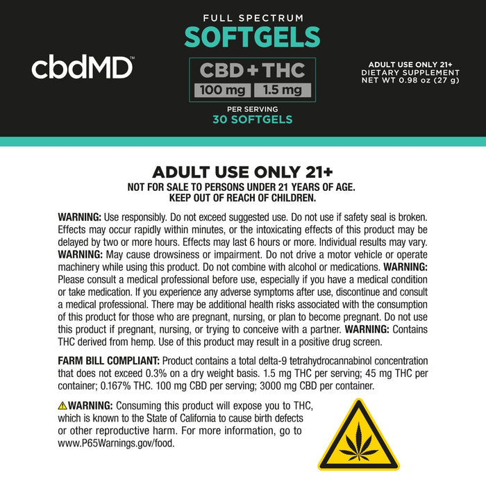 Supplement label showing adult use warnings, directions, storage, and cannabinoid content.; Strength: 3000MG;
