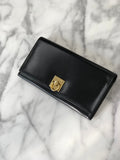 CELINE Gancini Leather Clasp Wallet Black pis8u7