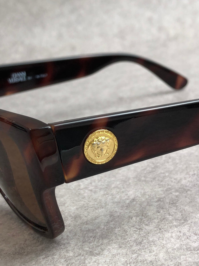 GIANNI VERSACE Logo Sunglasses Black Vintage tu4pv7