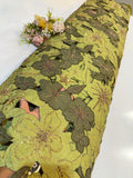 Green Imported Crape Cutwork With Handwork Embroidery 50 inch width