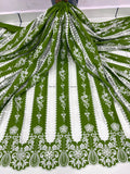 Green Rayon Cotten Cutwork Embroidery Daaman Design 48 inch width