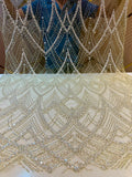 Hamza Olive Green Handwork Net Embroidery 54 Inch width