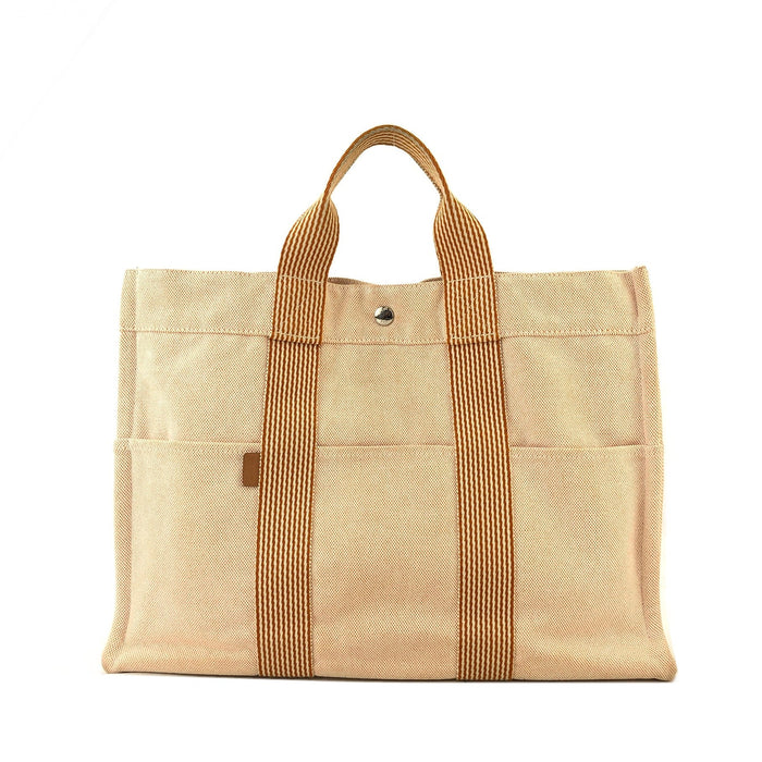 HERMES Fool toe MM canvas handbag beige Vintage Old 5k5wy6