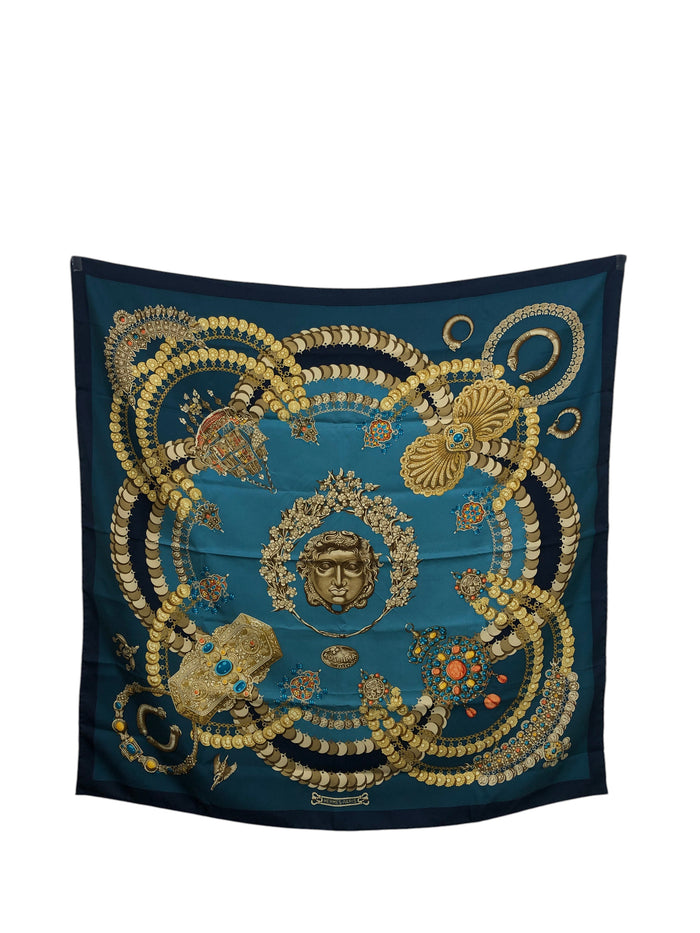 HERMES SILK Scarf Blue KOSMIMA Vintage ssprs2