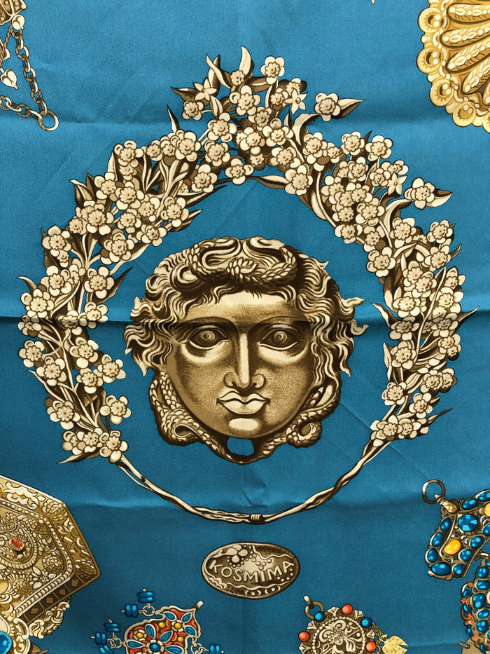 HERMES SILK Scarf Blue KOSMIMA Vintage ssprs2