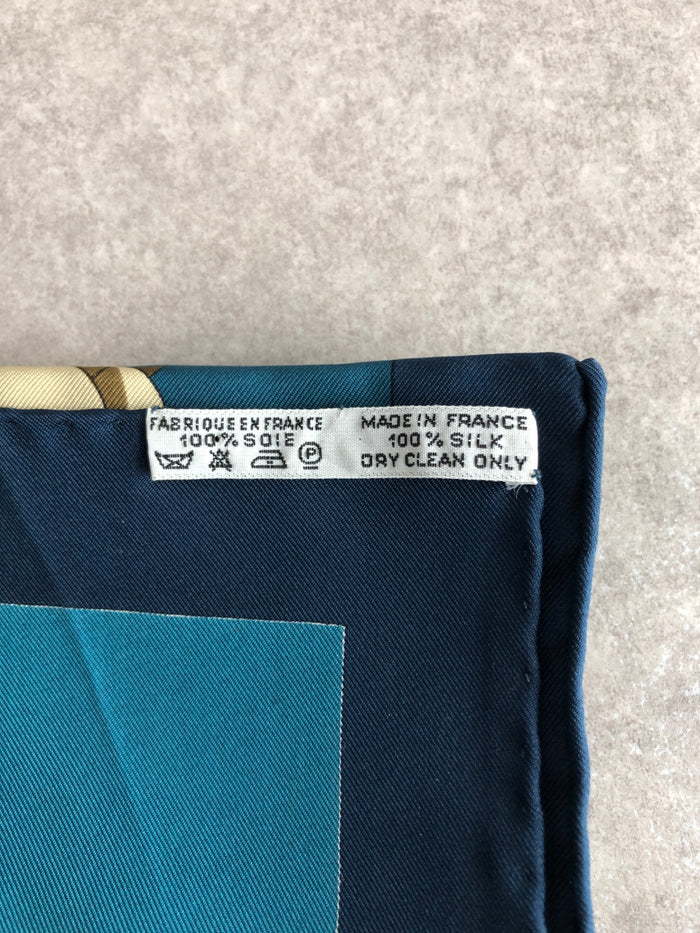 HERMES SILK Scarf Blue KOSMIMA Vintage ssprs2
