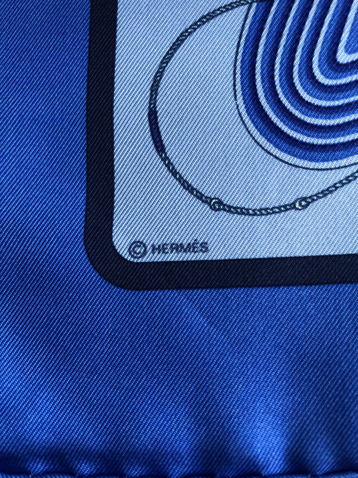 HERMES Silk Scarf Blue Vintage ftk4ph
