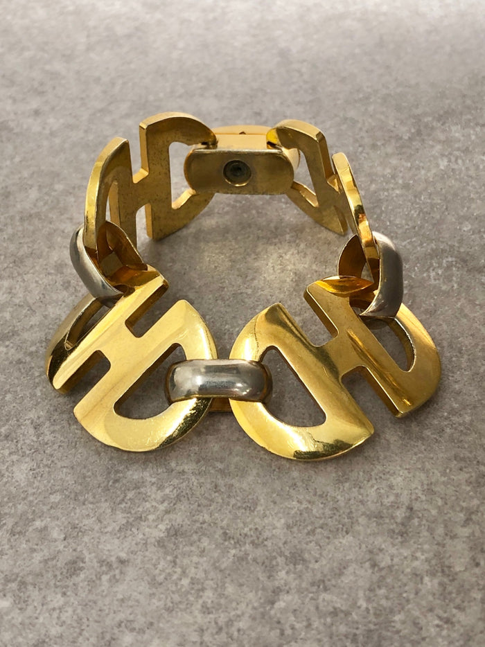CELINE Horse Bit Bracelet Gold Vintage uub3z2