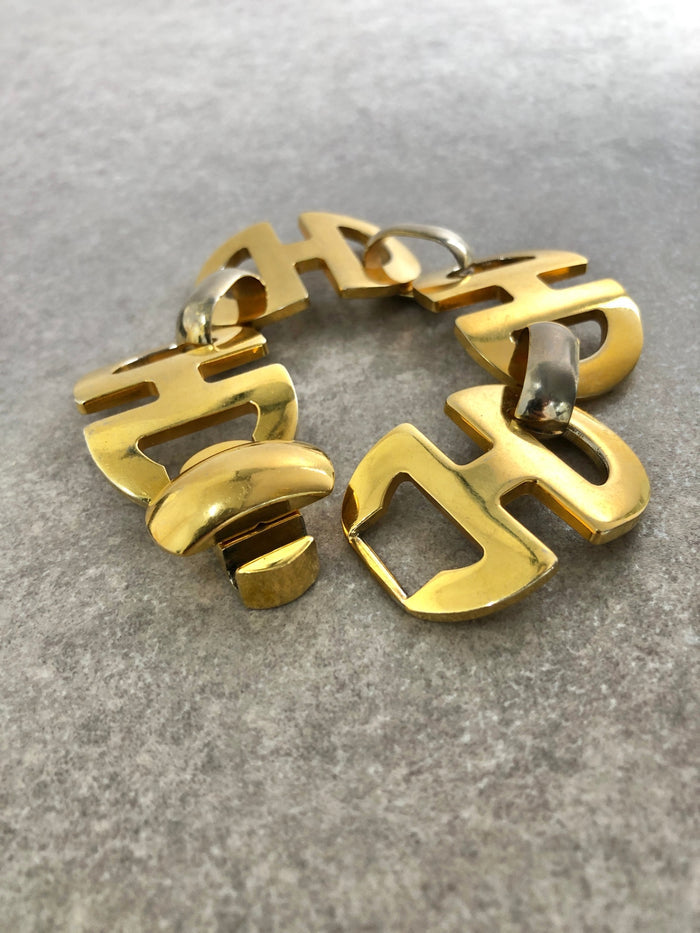 CELINE Horse Bit Bracelet Gold Vintage uub3z2