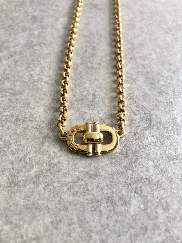 CELINE Horse Bit Necklace Gold Vintage mnzuz4