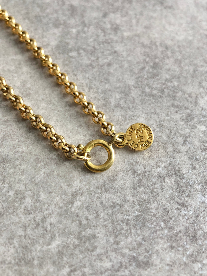 CELINE Horse Bit Necklace Gold Vintage mnzuz4