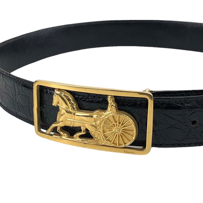 CELINE Horse Carriage Belt Black Vintage 6sbm22