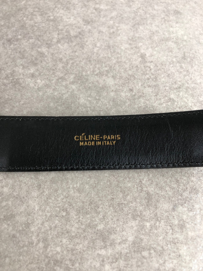 CELINE Horse Carriage Belt Black Vintage ufvcnn