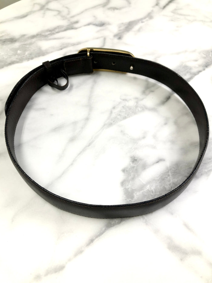 CELINE Horse Carriage Leather Belt Black Vintage xrix5m