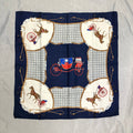 CELINE Horse Carriage Scarf Blue×White Vintage by5iar