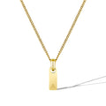 Gold necklace with a small pendant on a white background